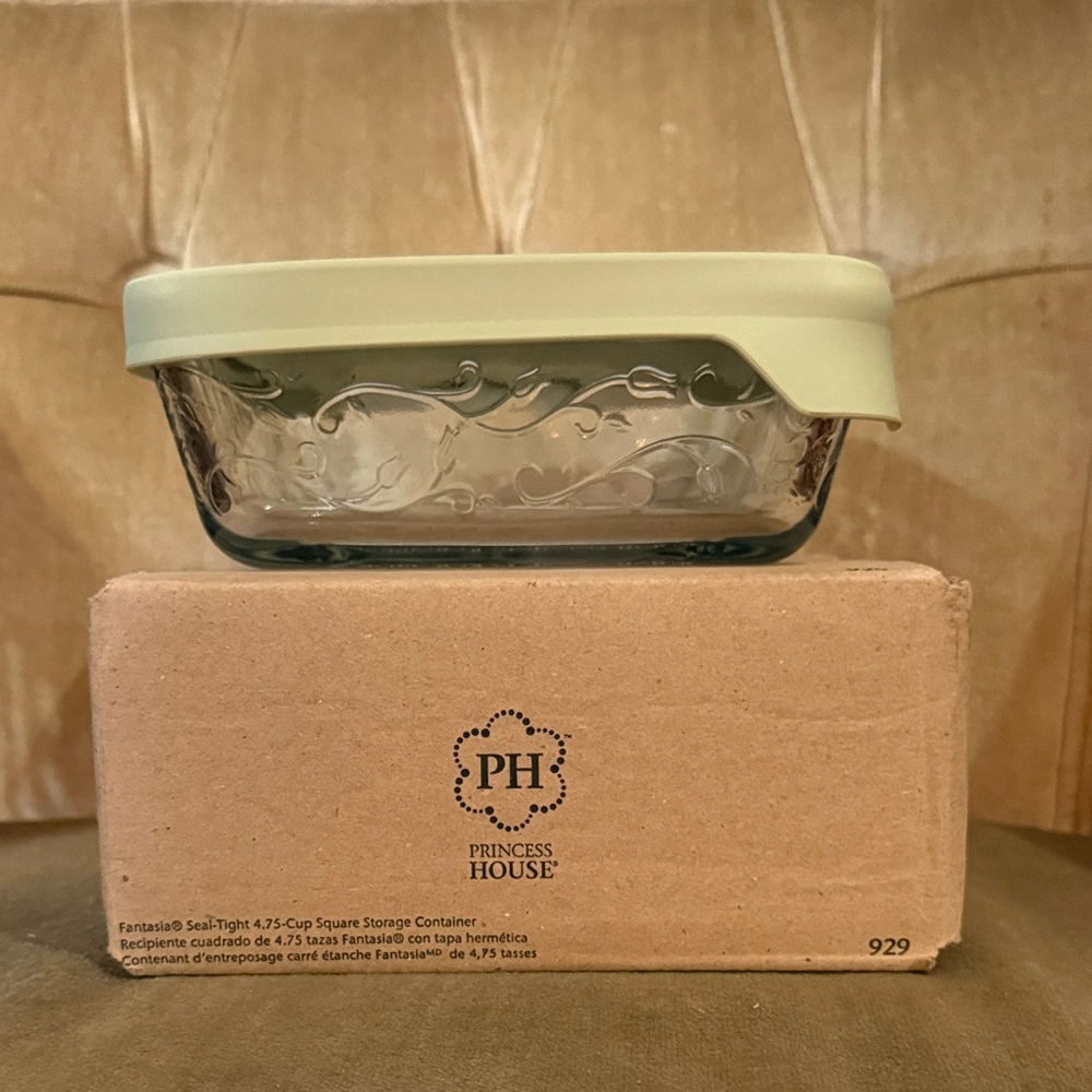 Princess House Brand New Square Glass Container with Lid